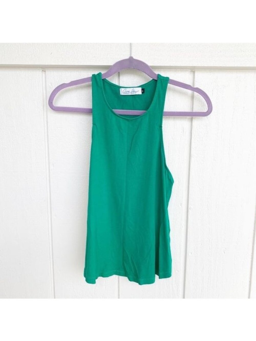 Ava Sky Hawaii Green High Neck Tank Top Women's Medium M